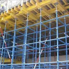 Cuplock falsework with H20 beams supporting a concrete slab