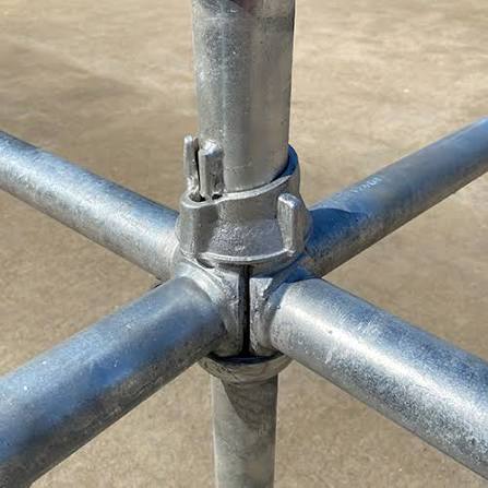 Cuplock scaffolding node connections in galvanised steel
